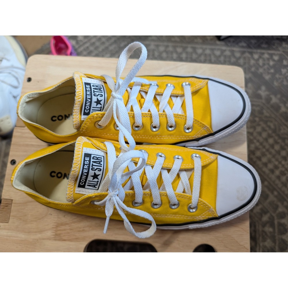 Converse Chuck Taylor All Star Low Top Yellow Canvas Sneakers Mens 8 Ws 10 - Picture 3 of 5